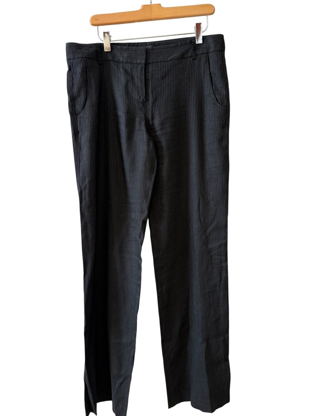 Theory Straight Leg Tailored Pinstripe Pants Black 10